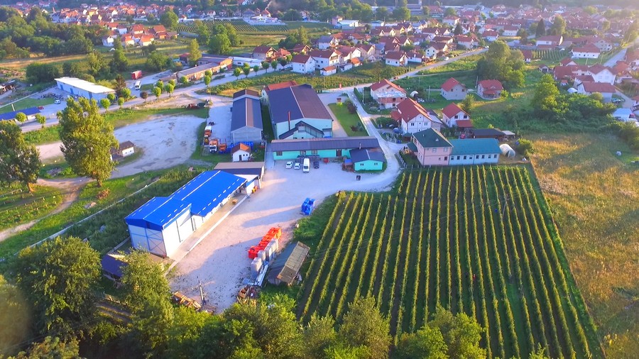 Aerial view of the Arilje facility and plantation